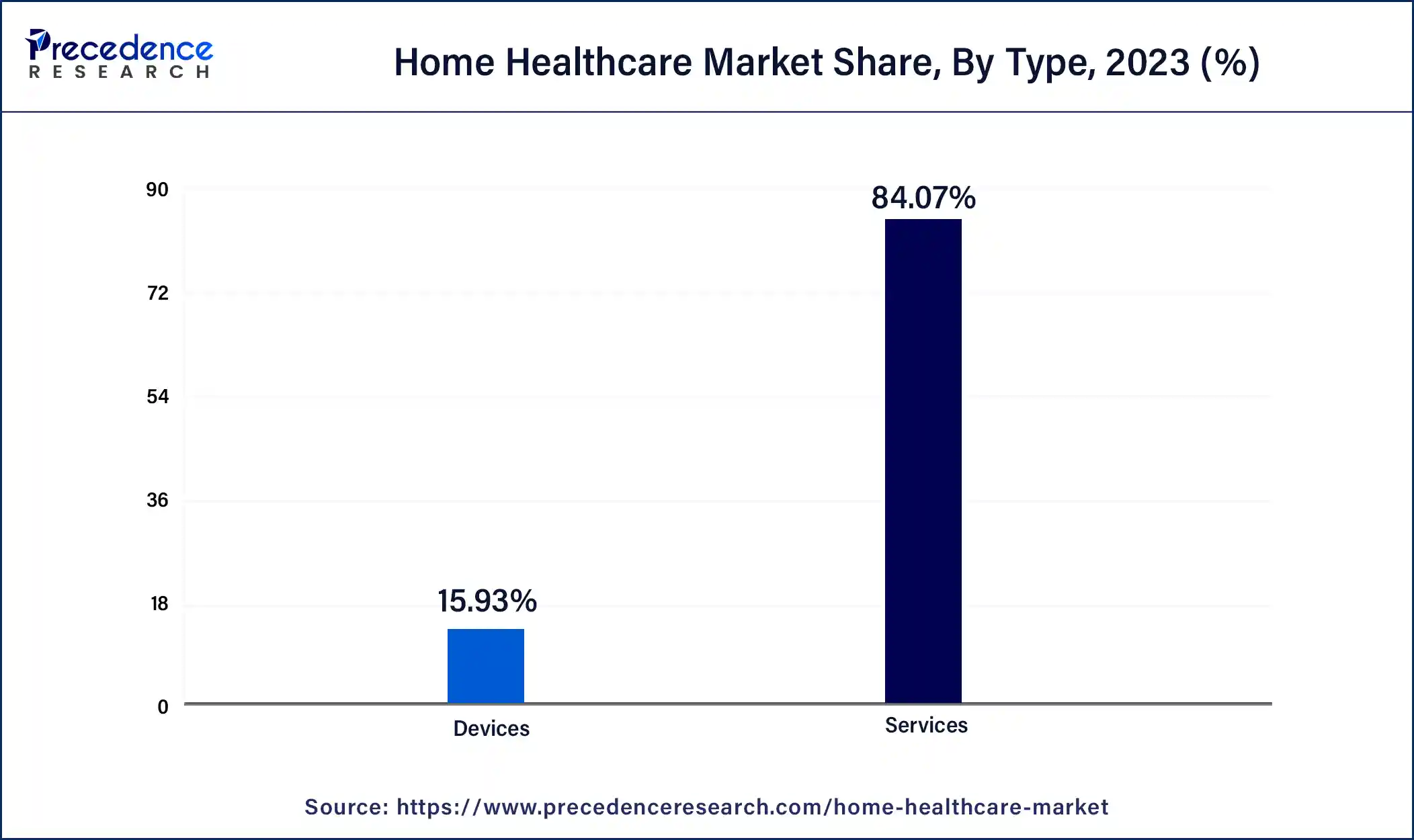 Home Healthcare Market Share, By Type, 2023 (%)